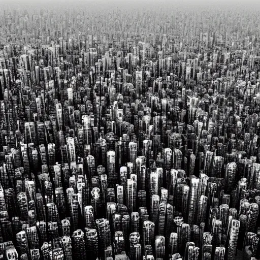 Prompt: an electron microscope image of a sprawling mega city, bokeh