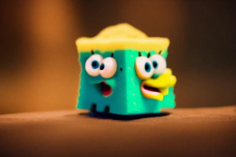 Image similar to Sponge Bob, bokeh, depth of field, dramatic lighting, cinematic