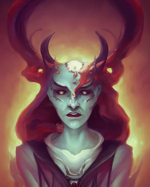 Prompt: portrait of a demon by peter mohrbacher. photographic, photography. trending on artstation