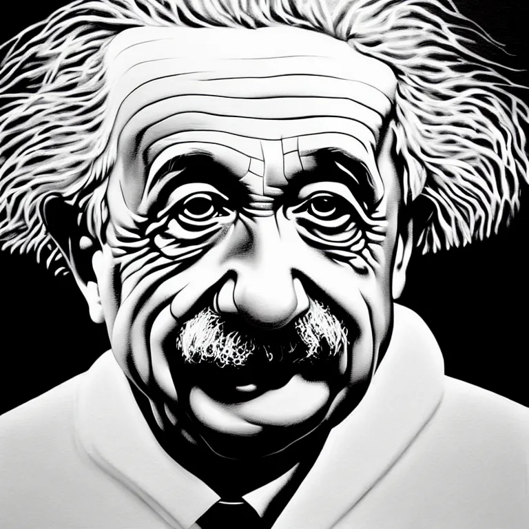 Prompt: a beautiful masterpiece painting of albert einstein by juan gimenez, award winning, trending on artstation,