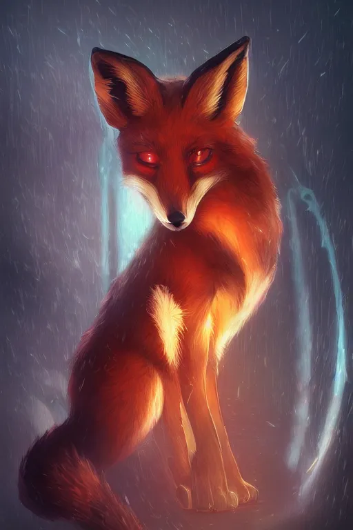 Image similar to a fox fursona, trending on artstation, by kawacy, furry art, digital art, cyberpunk, high quality, backlighting