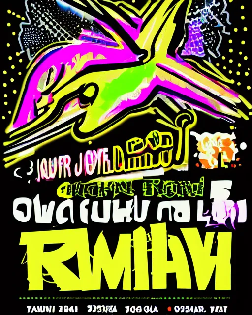 Image similar to rave flyer by junior tomlin