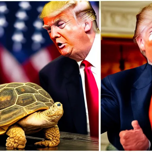 Image similar to donald trump eating a tortoise with the face of mitch mcconnell heironomous bosch