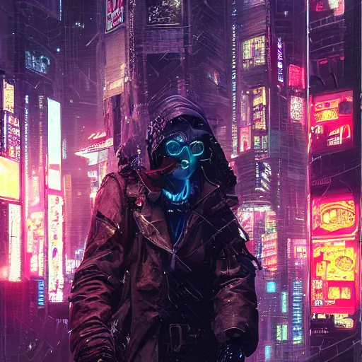 Image similar to a painting of cyberpunk tokyo ultra realistic, colour, concept art, intricate details, night, thunder, raining, eerie, highly detailed, dark fantasy, photorealistic, octane render, 8 k, unreal engine 5. art by artgerm and greg rutkowski and alphonse mucha