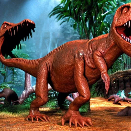 Prompt: claymation Jurassic Park, film still, detailed, 4k