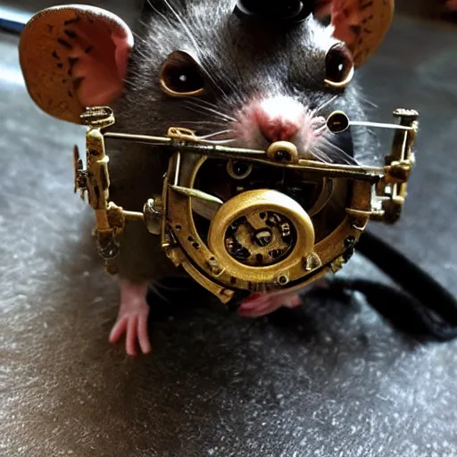 Prompt: a rat with steampunk googles, from Guild Wars