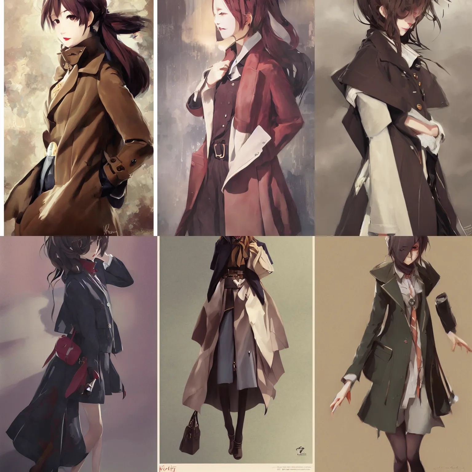 Prompt: girl with a very stylish coat, krenz cushart, poster,wlop