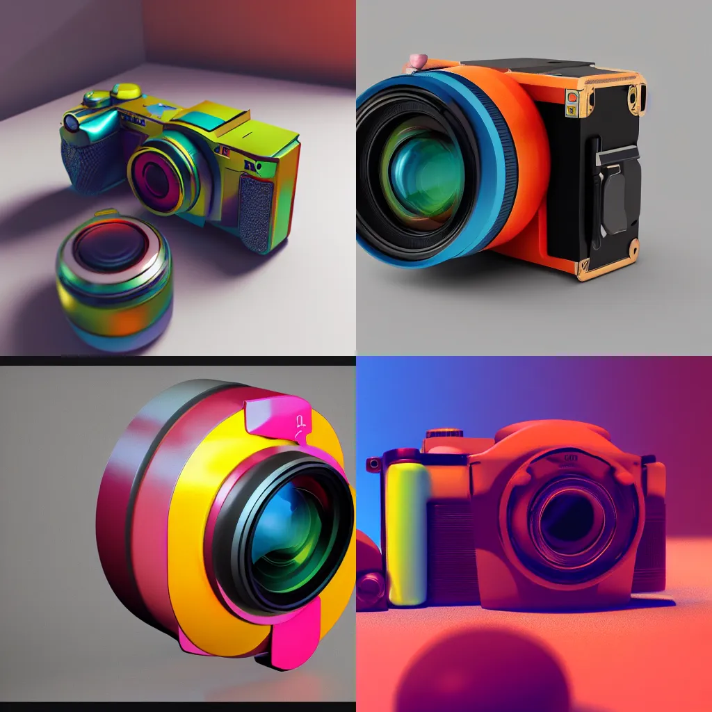 Prompt: Colorful Pentax camera, sketch, artstation, octane, soft render