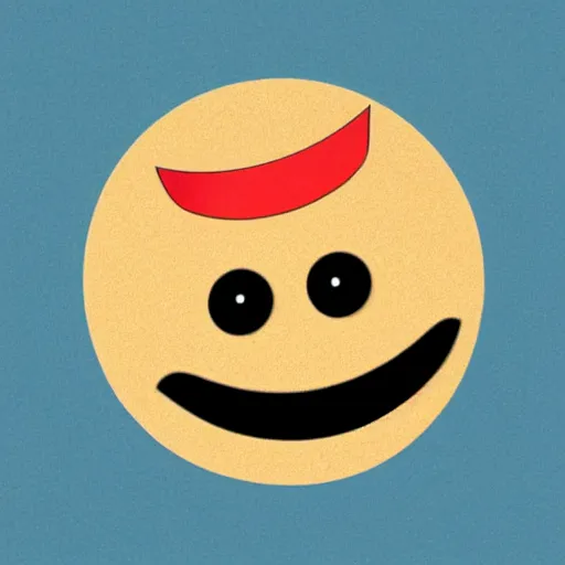 Image similar to child drawing of red eyed smiling emoji smiling thumb up