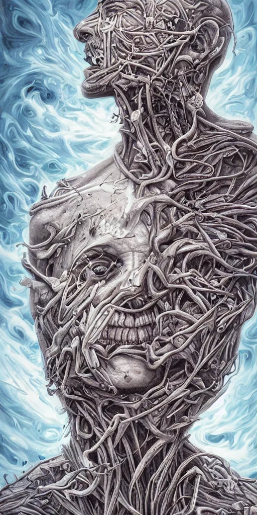 Image similar to insanely surreal depiction of god's in immense pain, hyper detailed by random artists