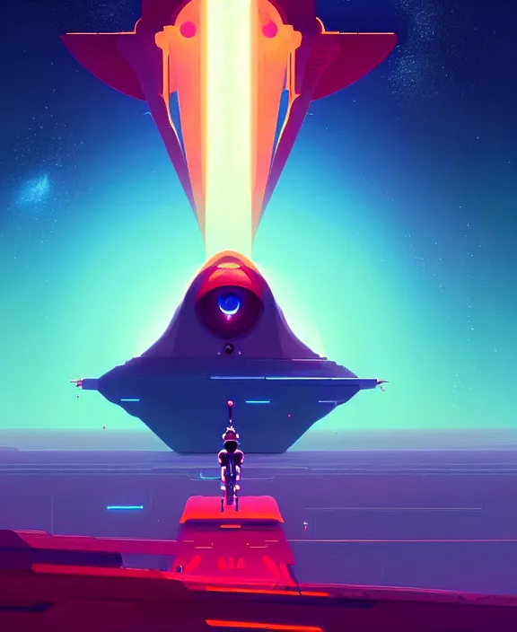 Prompt: robotic expedition to new star by christopher balaskas and anton fadeev and beeple and norman rockwell, asymmetrical!!, asymmetry!!, hyperrealistic, energy mote, solarpunk, high contrast, intricate details, ultra detailed, space, nebula, sharp focus, astronomy, complex architecture concept, crisp edges, hdr, mist, reflections