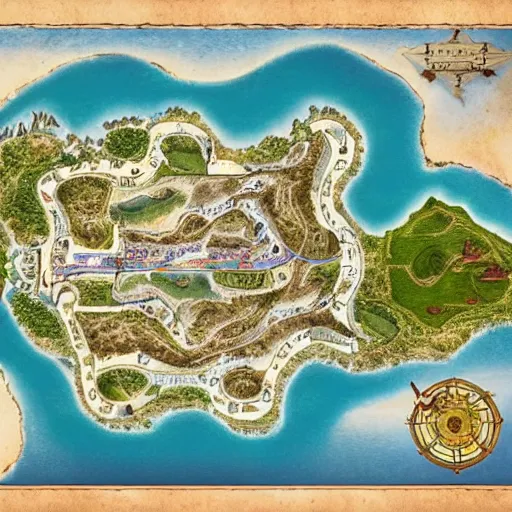 Prompt: detailed treasure island map