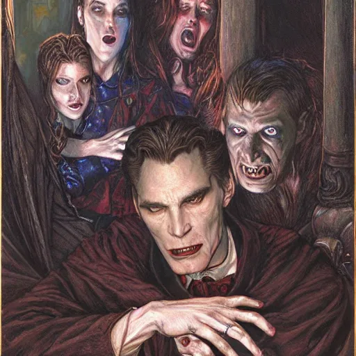 Prompt: vampire roommate, by donato giancola, and berthold woltze.