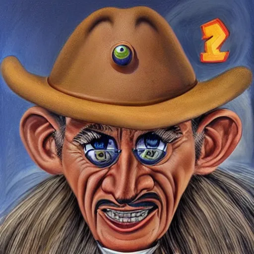 Image similar to beautiful lifelike painting of the wizard of speed and time, hyperreal detailed facial features and uv lighting, art by ed roth and basil wolverton