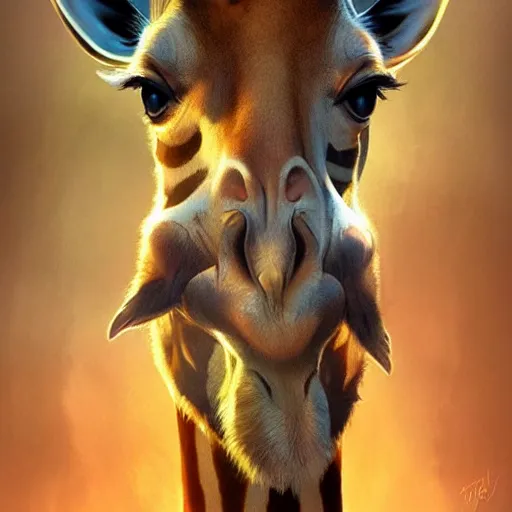 Image similar to epic professional digital airbrushed portrait art of a cute baby giraffe dressed as a magician,, best on artstation, cgsociety, wlop, Behance, pixiv, cosmic, epic, stunning, gorgeous,, masterpiece by Dorian Cleavanger and Stanley Lau,