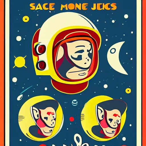 Image similar to Space monkey 50s art style