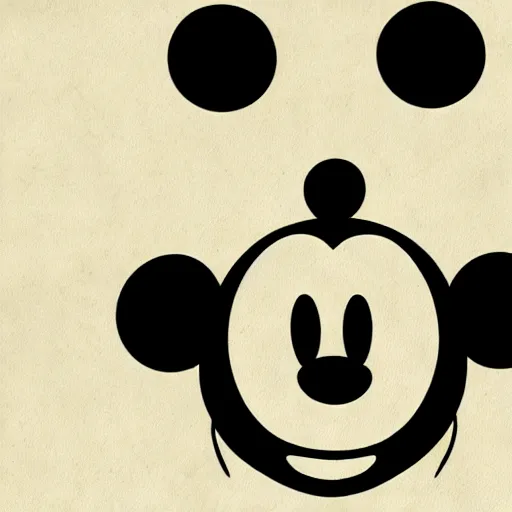 Image similar to Mickey Mouse with three eyes, symmetrical, 1930's illustration