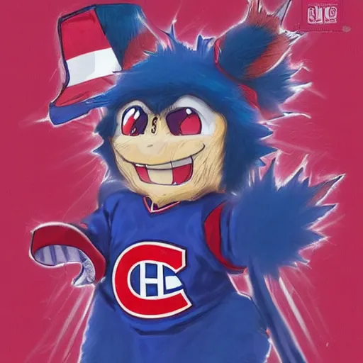 Image similar to anime Portrait of Youppi the Habs Montreal Canadiens Mascot as a very cute powerful and friendly pokemon, highly detailed anime, high evolution, 1990s, legendary, smooth, sharp focus, dynamic lighting, intricate, trending on ArtStation, illustration pokemon, art by WLOP