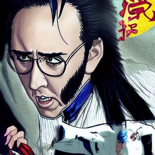 Image similar to nicolas cage, anime style