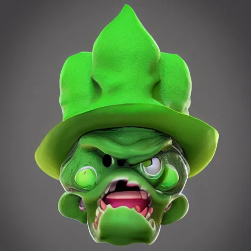 Prompt: a green hat with a monster's head on it, an ambient occlusion render by seuss dr, polycount contest winner, lyco art, rendered in maya, ambient occlusion, contest winner