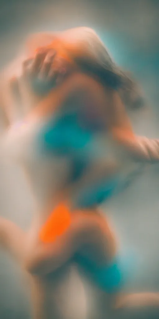 Prompt: a blurry closeup picture of abstract gorgeous human bodies struggling in a loving embrace, macro photography, long exposure photograph, surrealism, anamorphic bokeh, orange and cyan lighting, cinematic