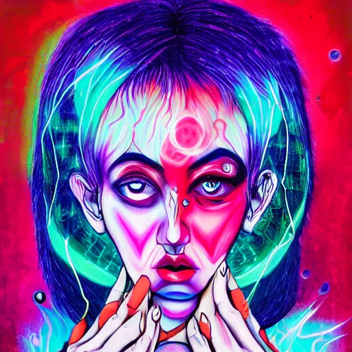 Image similar to a powerful psychic man emitting psychic powers, by harumi hironaka,