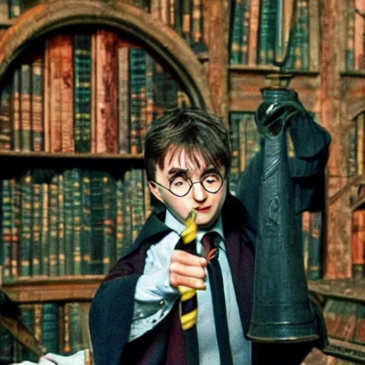 Prompt: harry potter taking a massive bong hit