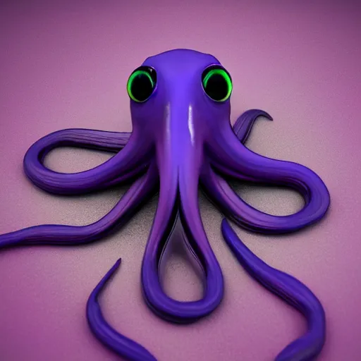 Image similar to a photo of 8k ultra realistic evil purple squid, full body, intricate purple and blue tentacles, ornate