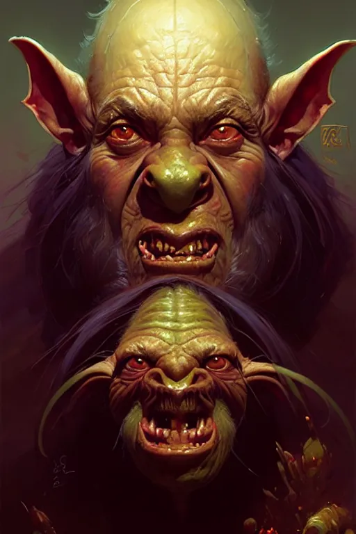 Image similar to elder goblin portrait, by bayard wu, anna podedworna, gaston bussiere, greg rutkowski