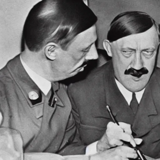 Prompt: hitler painting a beautiful picture of himself