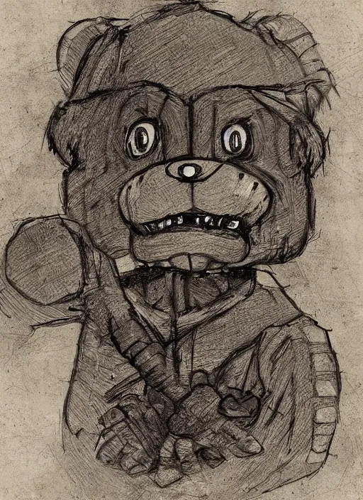 Prompt: Freddy Fazbear painted by leonardo da vinci, detailed digital art, trending on Artstation