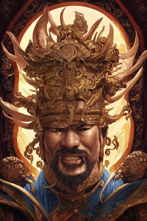 Prompt: digital painting of god of fortune china, by filipe pagliuso and justin gerard symmetric, fantasy, highly detailed, realistic, intricate port