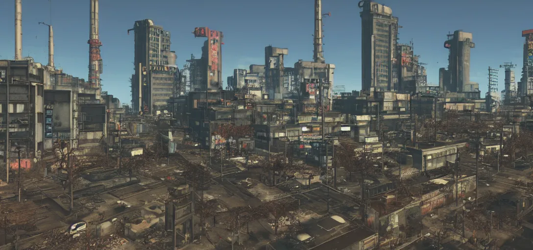 Prompt: Photo of Tokyo in Fallout 4 Style, 8K, daytime, high quality