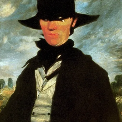 Image similar to portrait of Batman, painted by John Constable, oil on canvas