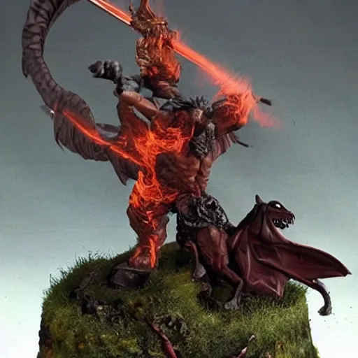 Image similar to burning balrog from lord of the rings whipping kanye west who is wielding a little sword riding a pony