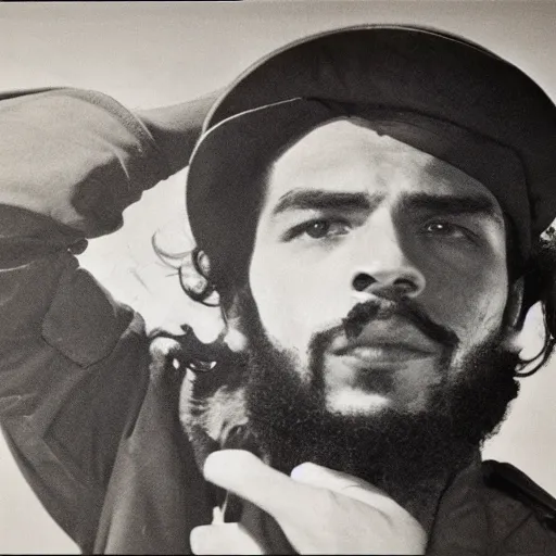 Image similar to Portrait of Jaylen Brown, Jaylen Brown as Che Guevara, Guerilla Heroico, Black and White, Photograph by Alberto Korda, inspiring, dignifying, national archives