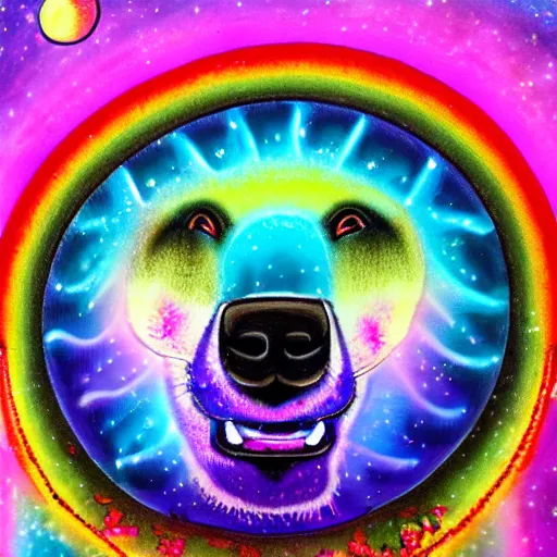 Prompt: rainbow cosmic bear