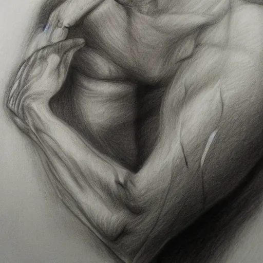 Prompt: drawing blood from arm, charcoal pencil, high detail