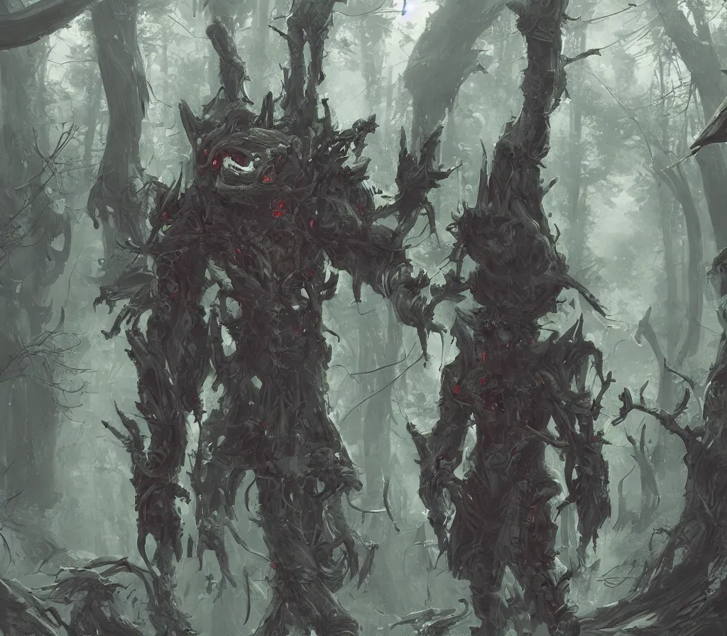 Image similar to astronaut walking in a forest made out of many demonic head and claws, by blizzard concept artists