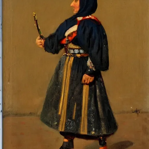 Image similar to a proud female Ottoman Janissary, by Charles Sillem Lidderdale, 4k, brilliant, realism