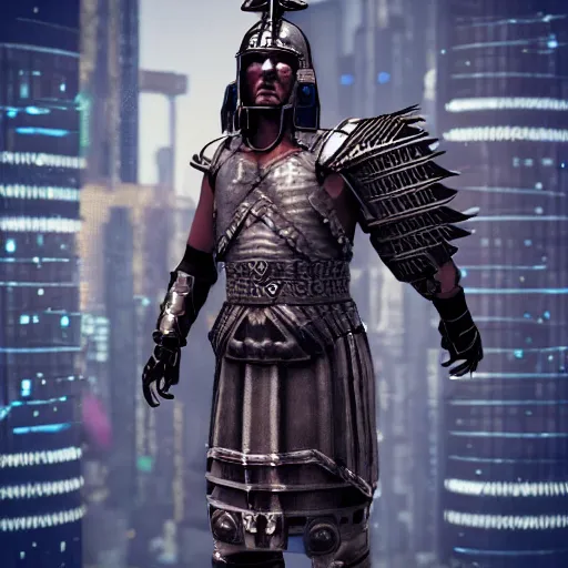 Prompt: cyberpunk roman centurion, 3d render unity, highly detailed, dynamic lighting