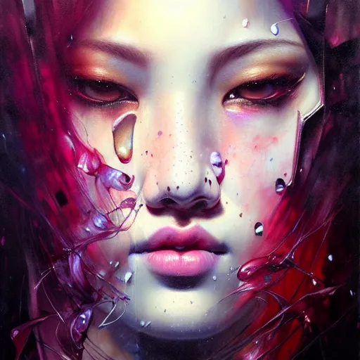 Prompt: blackpink, hyperrealistic portrait, by karol bak and agnes cecile, fantasy art, photo realistic, dynamic lighting, artstation, poster, volumetric lighting, very detailed face, intricate complexity, rule of thirds, 8 k, award winning