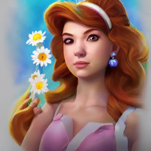 Prompt: a portrait of princess daisy, concept art, trending on artstation 3D.