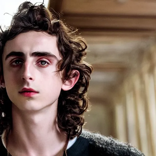 Image similar to timothee chalamet with big heavy dark beard