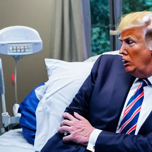 Prompt: Donald trump on his deathbed in a hospital, full body, 8k, highly detailed, award winning