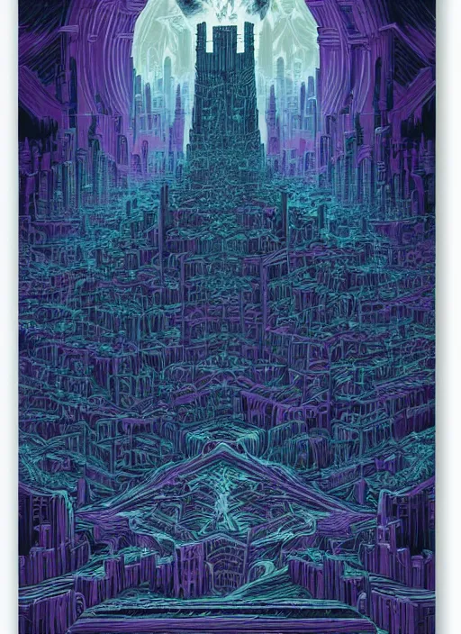 Image similar to a dark fractal fortress by dan mumford