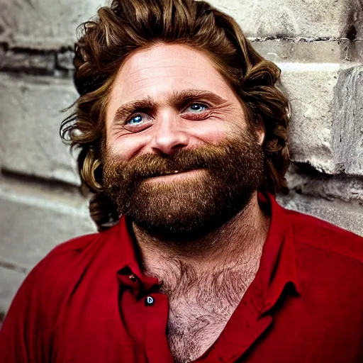 Image similar to hyperrealistic zach galifianakis smiling while hung by the neck noose, stunning 3 d render inspired by istvan sandorfi & greg rutkowski & mike judge, perfect symmetry, dim volumetric cinematic lighting, 8 k octane comprehensive render, extremely mega hyper - detailed and lifelike attributes & atmosphere, intricate, realistic flesh texture, masterpiece, artstation, stunning,