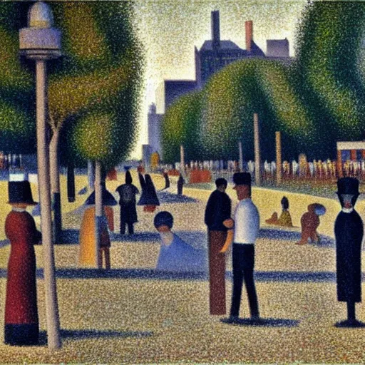 Image similar to Montreal street scene, by Seurat