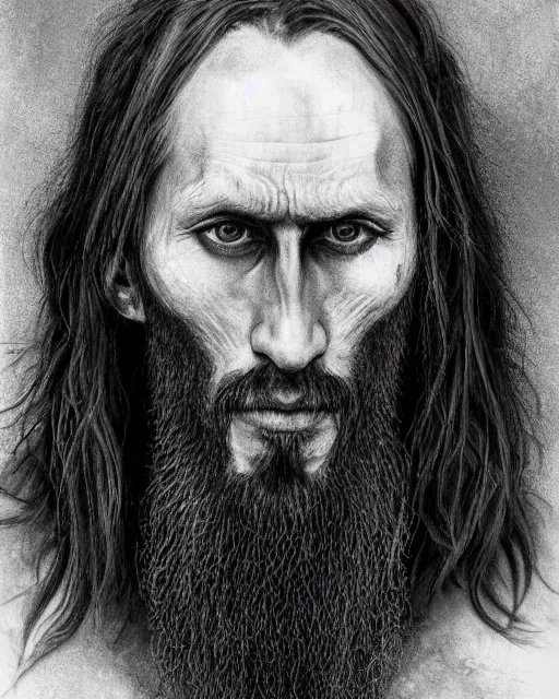 Image similar to realistic HD high detail portrait of !Kristian Elvind Espedal! aka !Gaahl! portrayed as a fearsome High Medieval High Fantasy blackguard. face and body. clad in black steel plate armour. wielding a two-handed battle-axe.