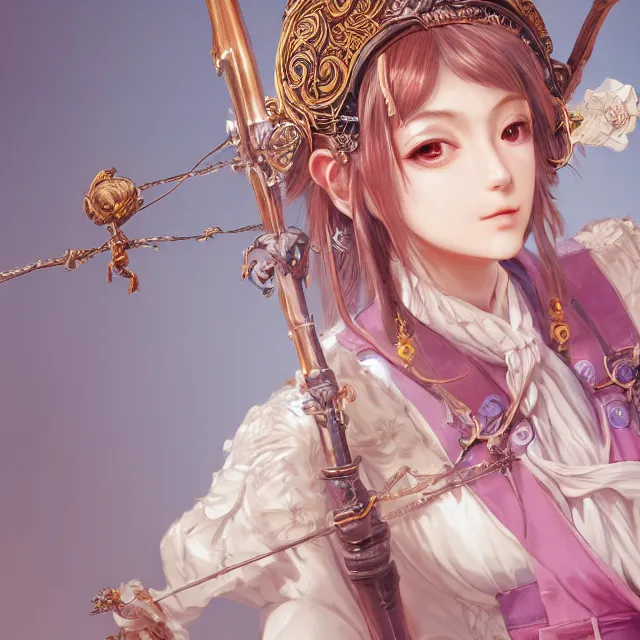 Image similar to studio portrait of neutral good colorful female cleric bard healer as absurdly beautiful, elegant, young sensual anime girl, ultrafine hyperrealistic detailed face illustration by kim jung gi, irakli nadar, intricate linework, sharp focus, bright colors, matte, octopath traveler, final fantasy, unreal engine highly rendered, global illumination, radiant light, intricate environment